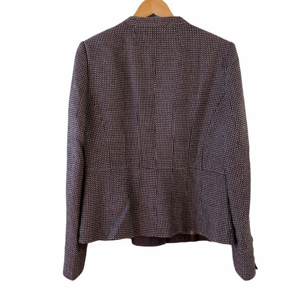 Armani Collezioni Antinea SRL Virgin Wool Stand Up Collar Peplum Tweed Jacket 14 - Picture 12 of 13